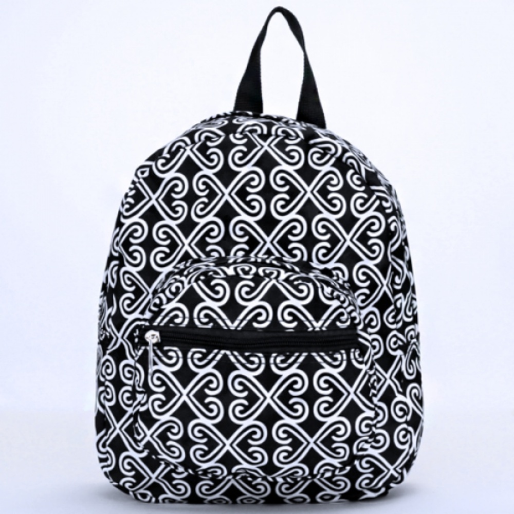 Pretty Swirls Mini Backpack Purse Black White
